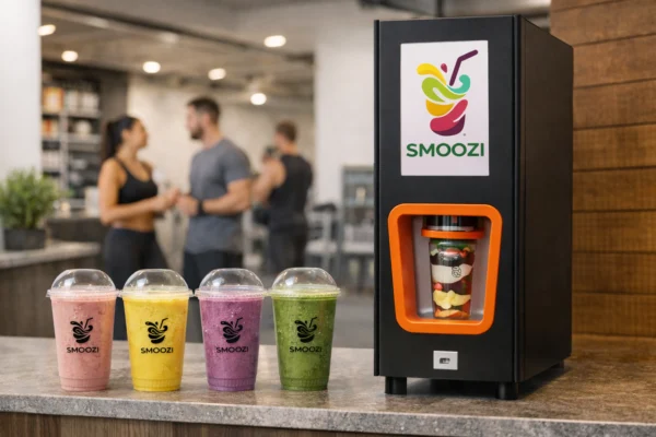 Máquina automática de smoothies en gimnasio | SMOOZI Máquina automática de smoothies de SMOOZI instalada en un gimnasio moderno